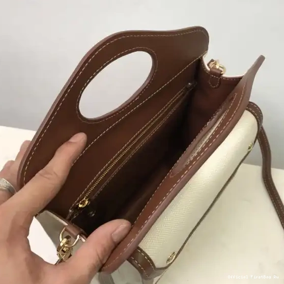 Official FirstBag Ru Pocket BURBERRY Mini Leather Bag Canvas and Two-tone 0524
